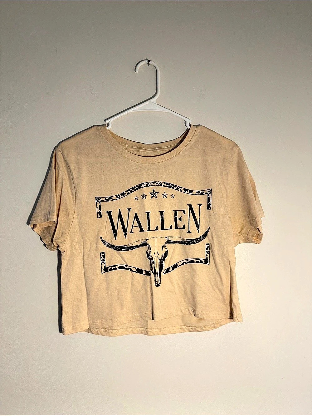 Rewind Graphic Cropped Tee in Beige Size Small